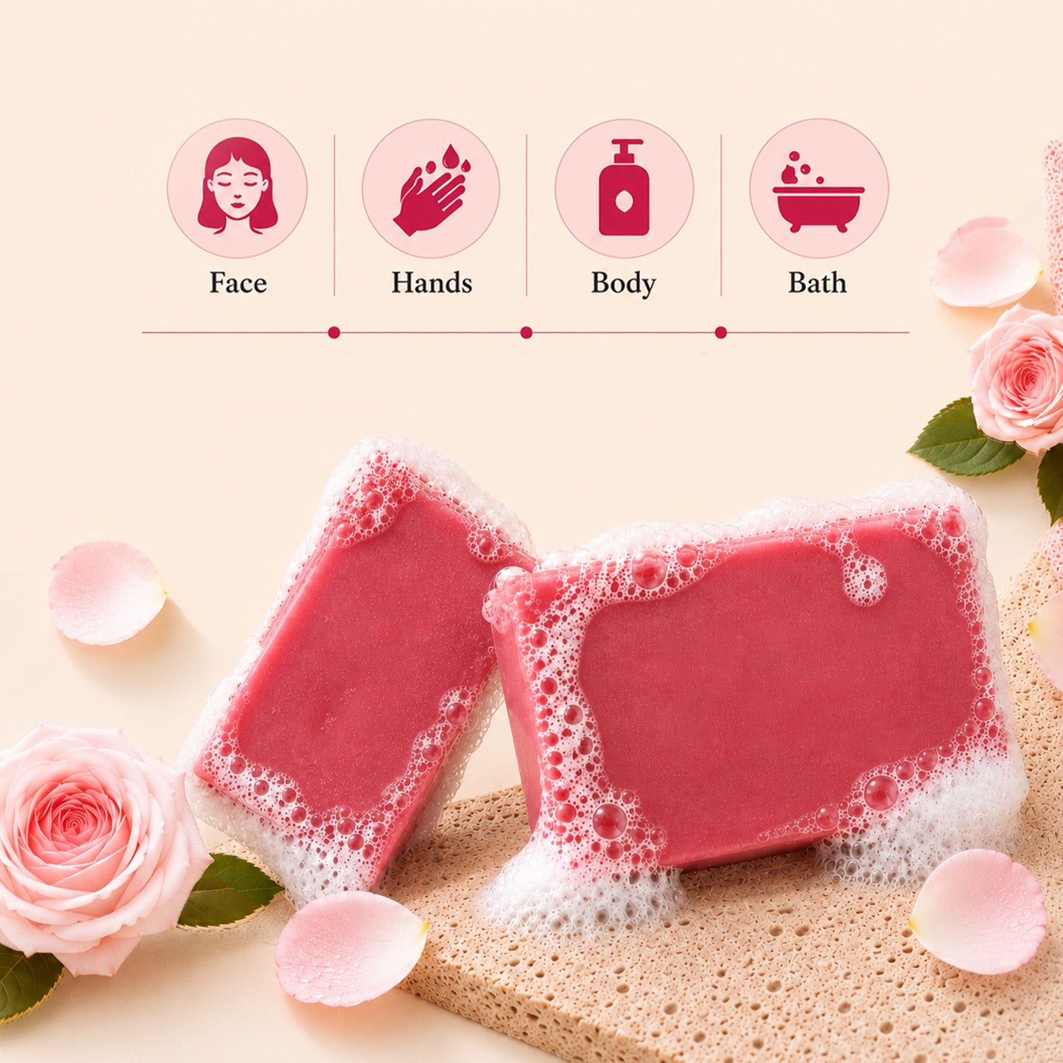 Artisan Soap Combo – 4 Handmade Herbal Soaps (Lemon, Rose, Sandalwood & Jasmine)