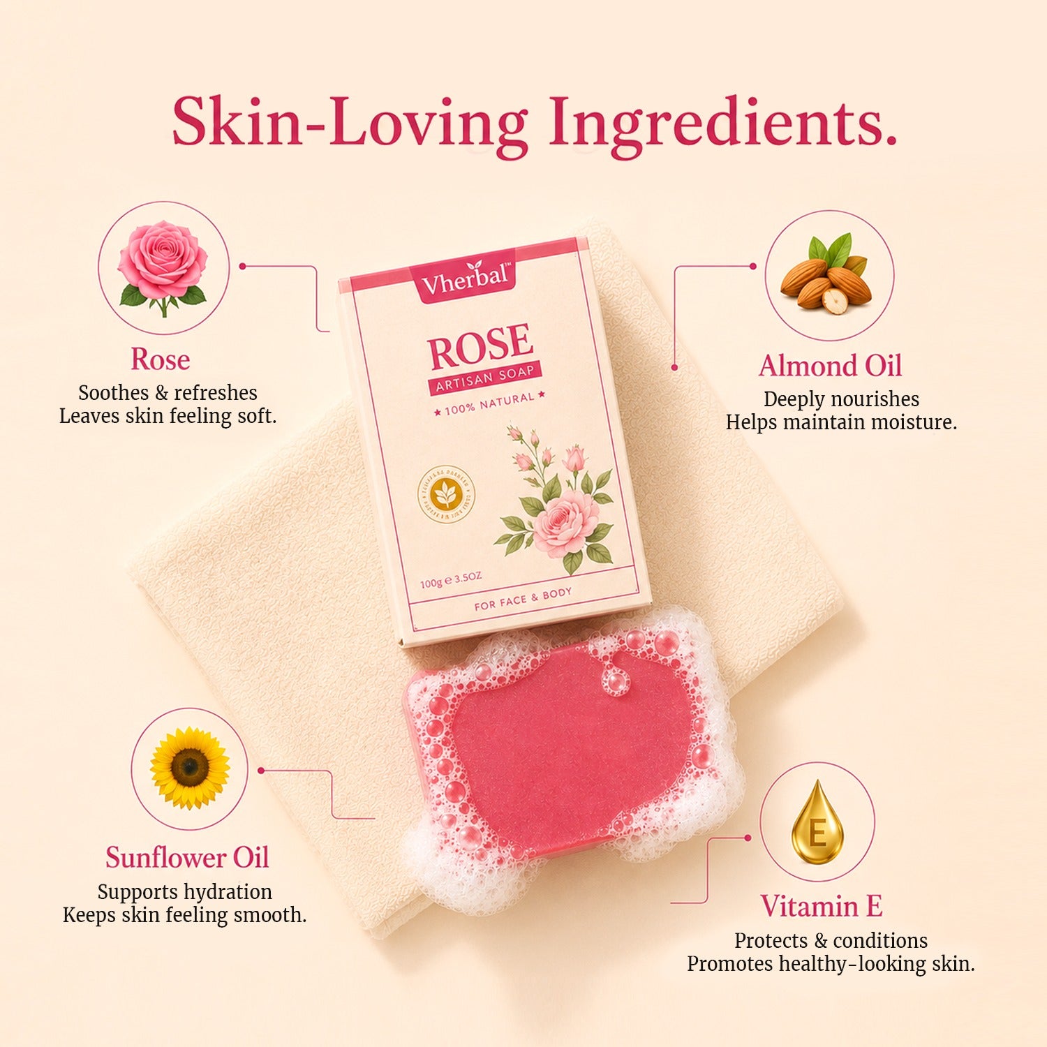 Artisan Soap Combo – 4 Handmade Herbal Soaps (Lemon, Rose, Sandalwood & Jasmine)